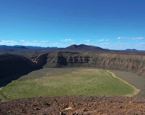 Flooded depression in a volcanic crater